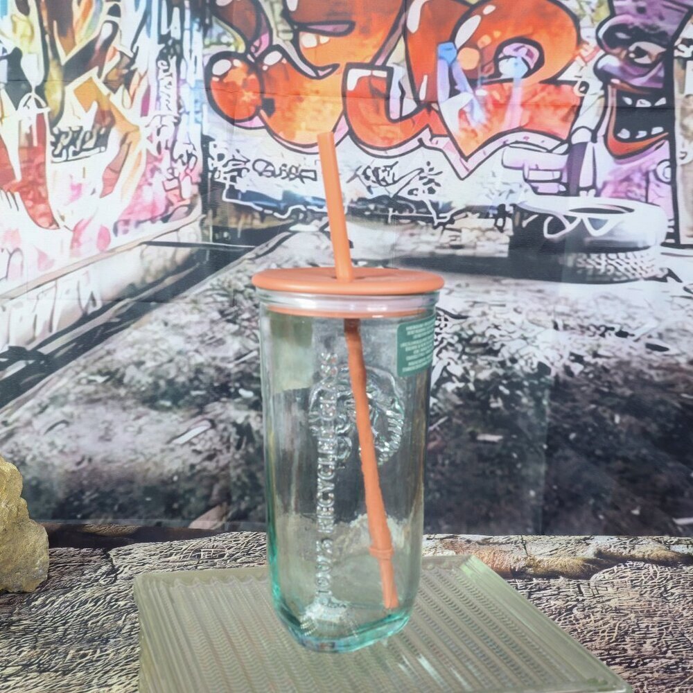 Starbucks 2024 Terracotta Recycled Triangle Glass Cold Cup Tumbler NWT